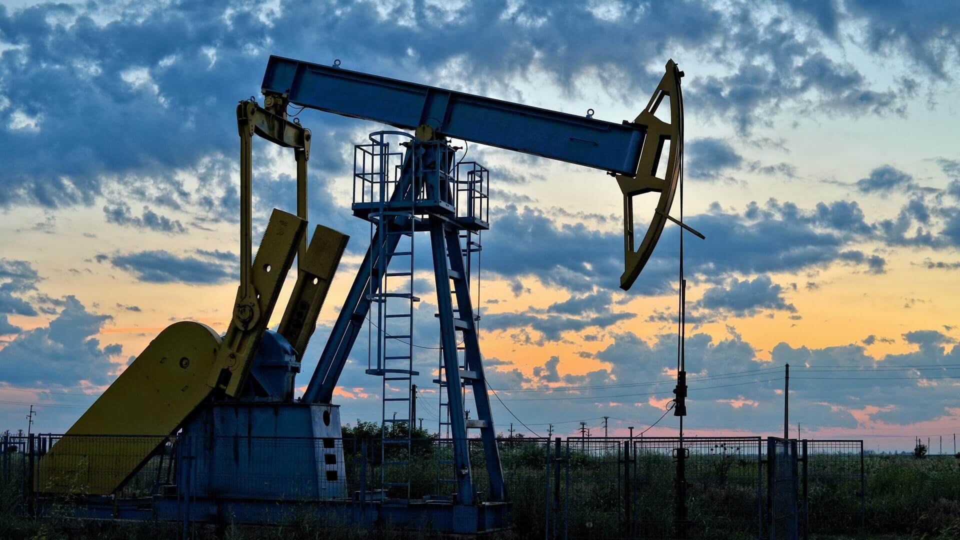 Oil rig beam and ladder at dusk