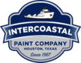 A blue and white logo for an industrial paint company.